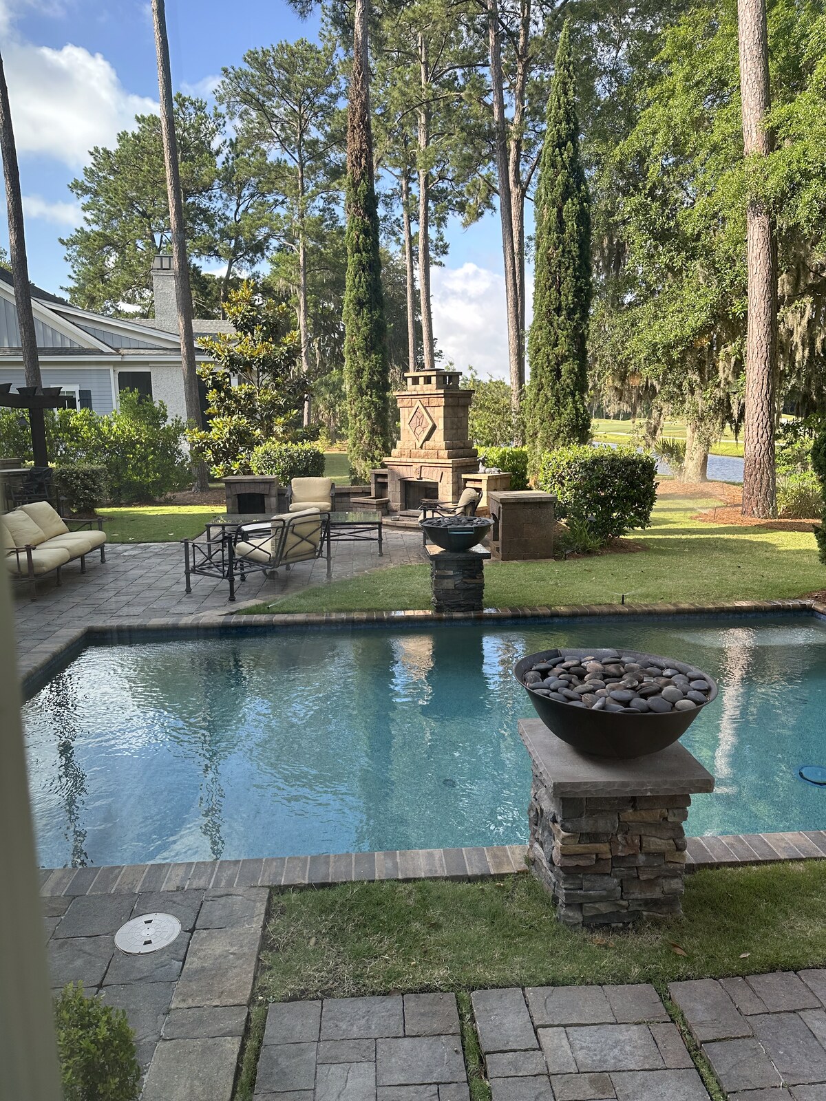 Coastal pool patio